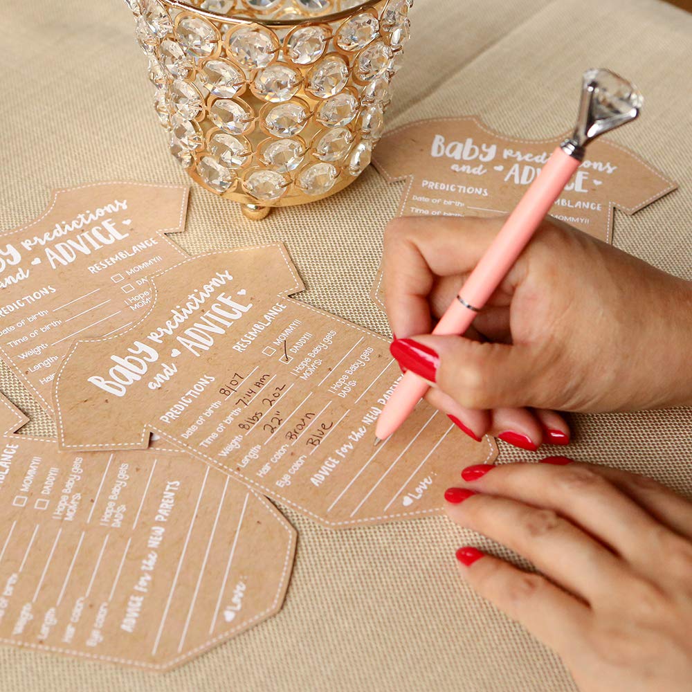 Kate Aspen Baby Predictions for Baby Shower Advice Cards - 50-Count Onesie Shaped Baby Shower Games