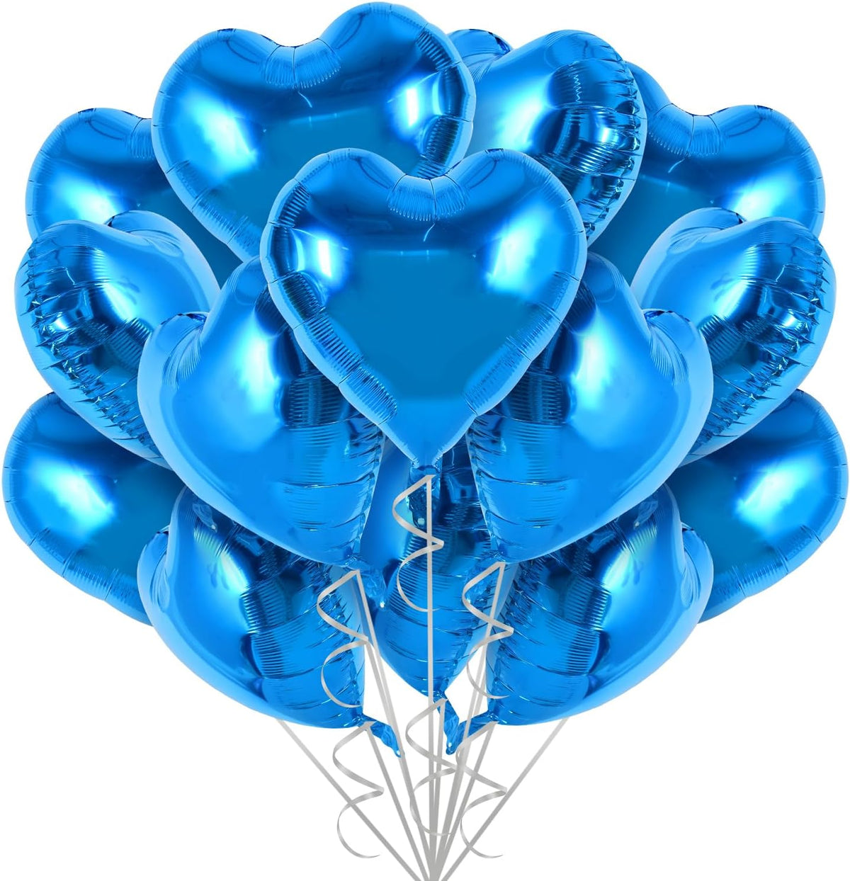 TONIFUL 30Pcs 18 Inch Blue Heart Balloons Blue Heart Shape Foil Mylar Balloons Decoration for