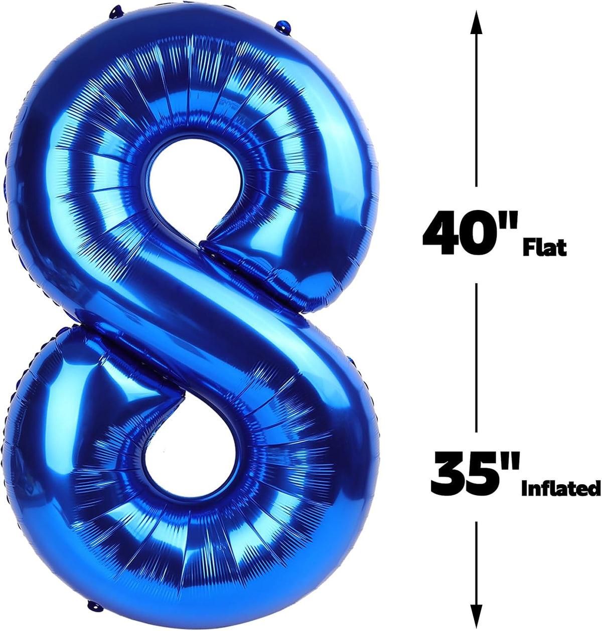 Navy Blue Foil Number 8 Balloon 40 Inch, Helium Mylar Eight Number 8 18 28 38 48 58 80 88 Birthday