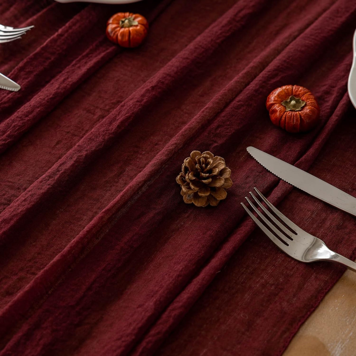 Burgundy Table Runner Red Cheesecloth Gauze 120 Inch 10 FT Rustic Boho Cheese Cloth Runner for