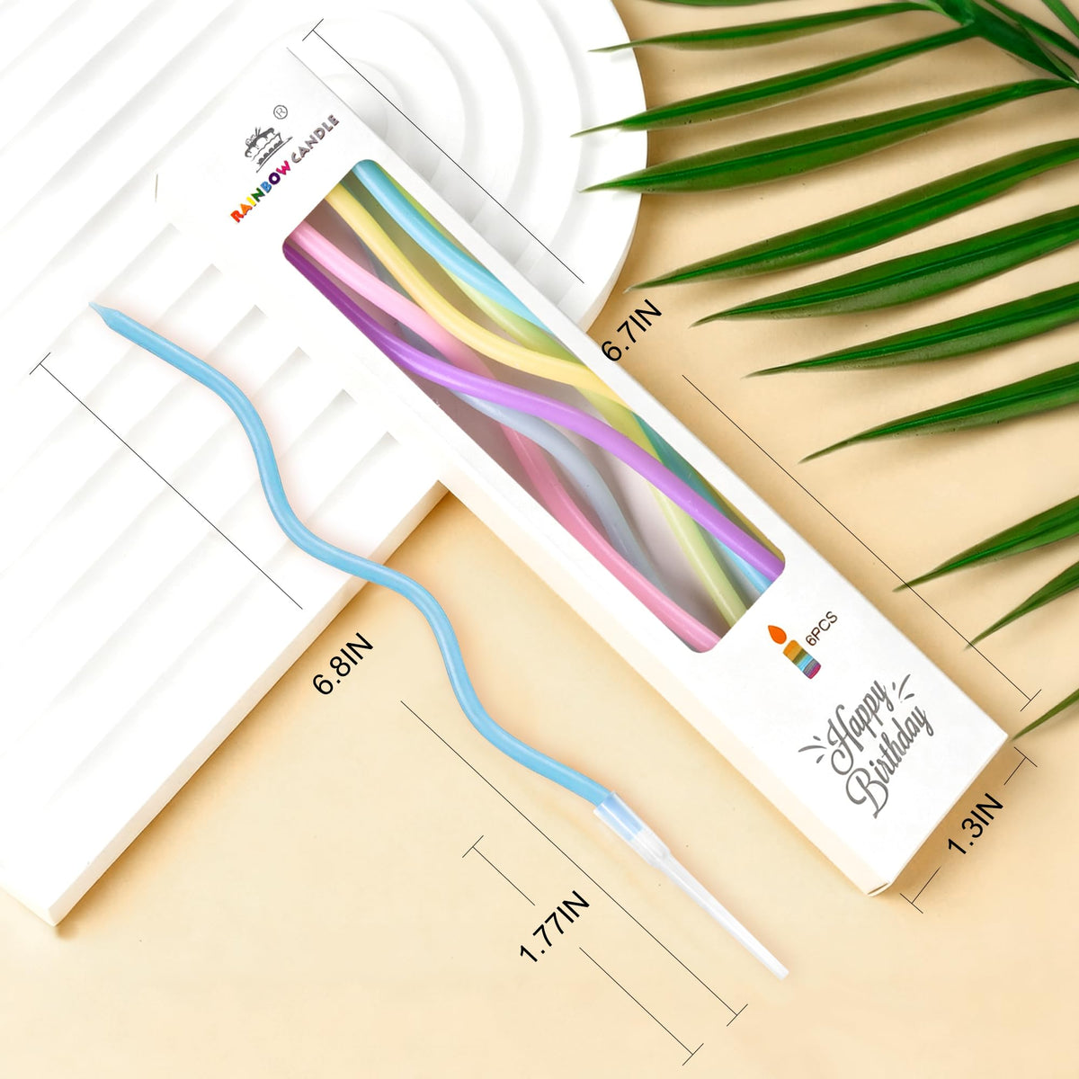 PHD CAKE 24-Count Colorful Pastel Spiral Long Thin Birthday Candles, Cake Candles, Birthday