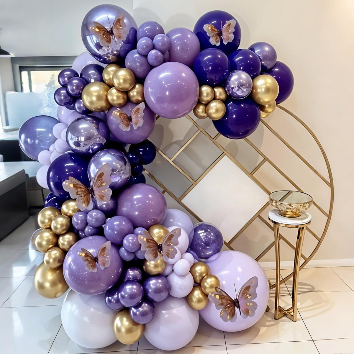 Purple and Gold Balloons, 50pcs Dark Purple Gold Balloons, Macaron Metallic Confetti Balloons For
