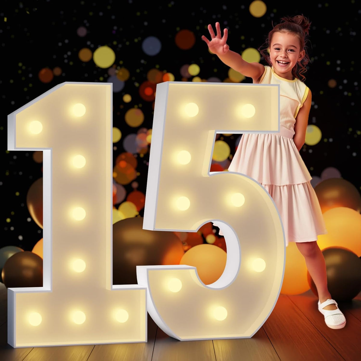 Marquee Numbers 3 Feet Tall Large Light Up Numbers 15th Birthday Decorations Girl Boy Big Yellow