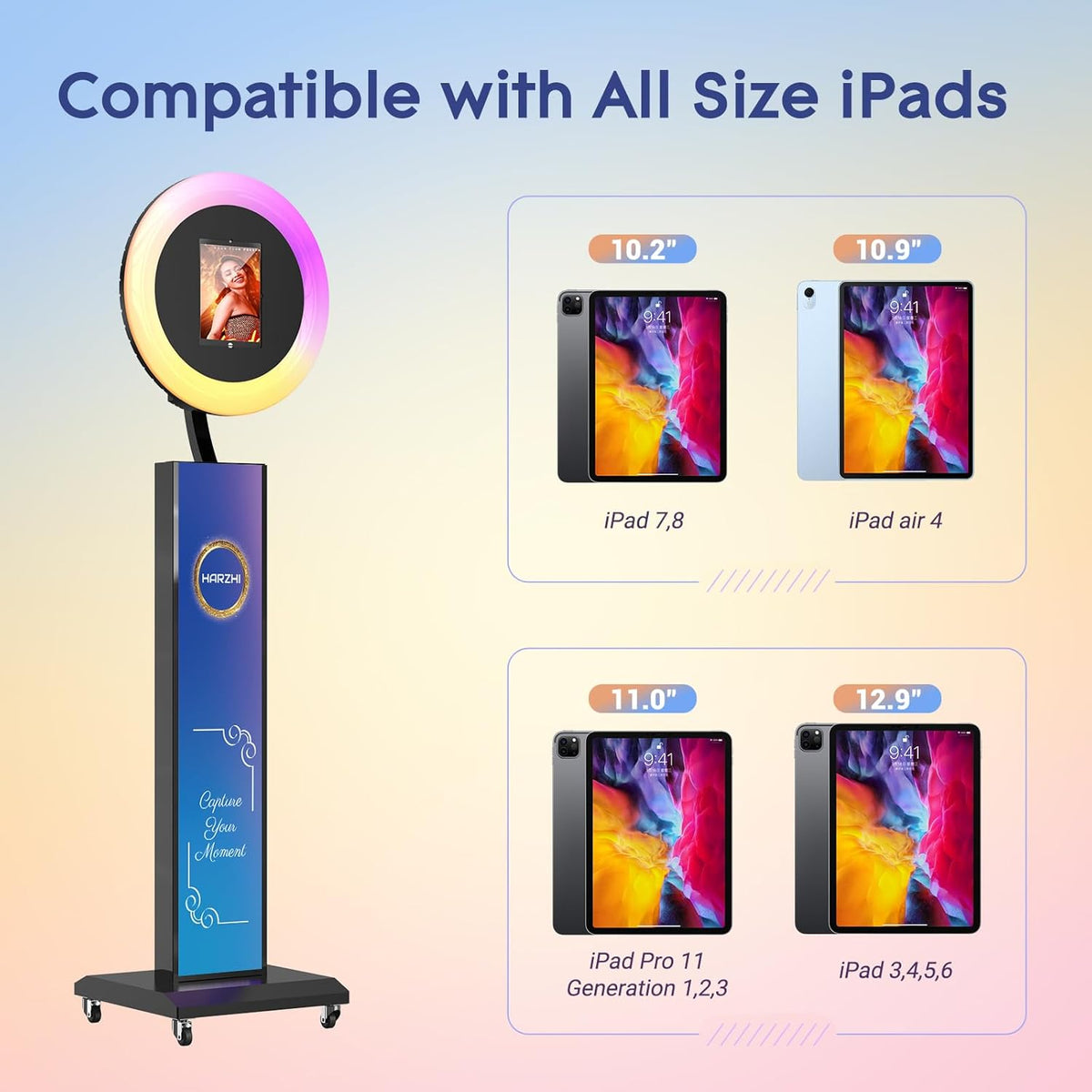 HARZHI Portable Photo Booth Compatible with Ipad, Large Lightbox Ipad Photo Booth for Christmas