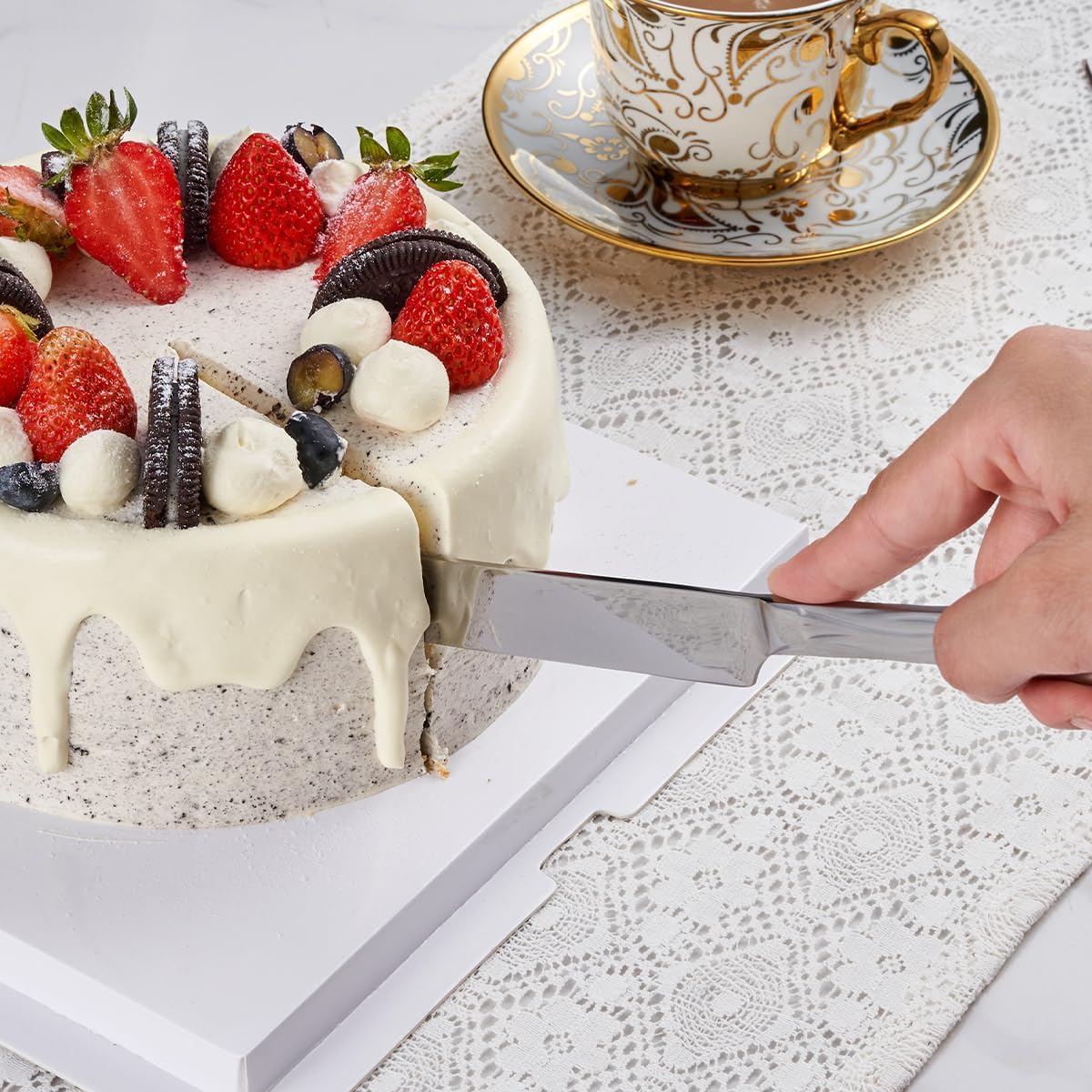 Silver Cake Cutter Set, Stainless Steel Cake Cutting Set Include Cake Knife and Cake Server