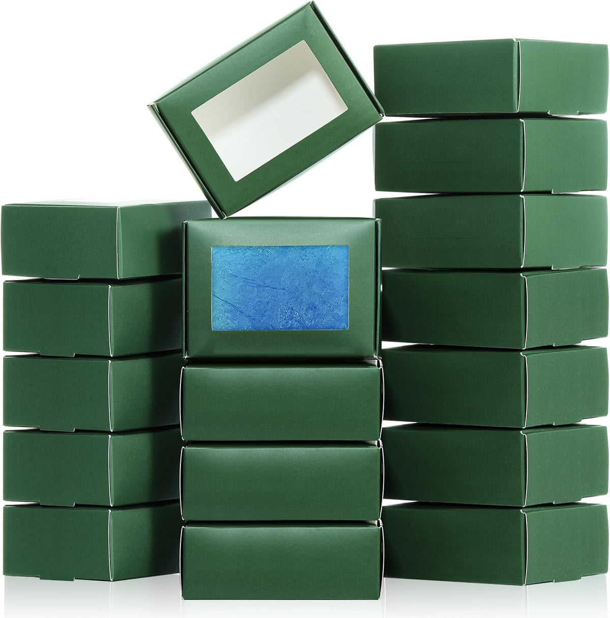 Zonon 30 Pcs Soap Boxes for Homemade Packaging, Mini Kraft Treat Boxes with Window for Bakery Candy