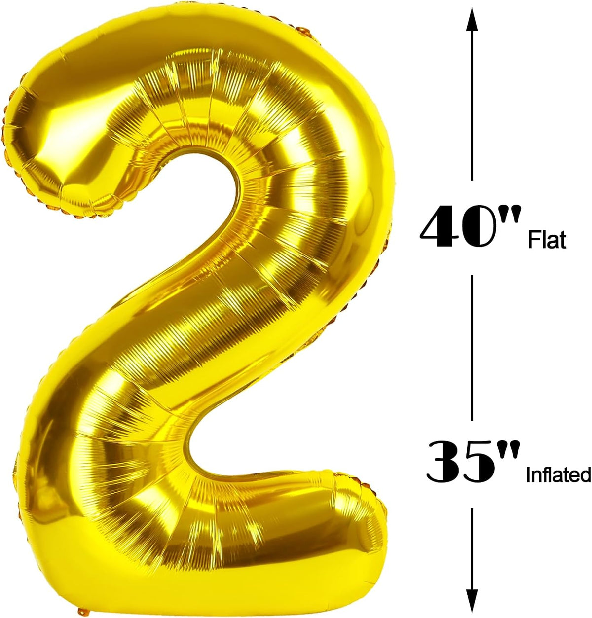 Gold 40 Inch Big Number Balloon Birthday Decoration, Number 2 Helium Balloon 12 22 23 24 26 2025