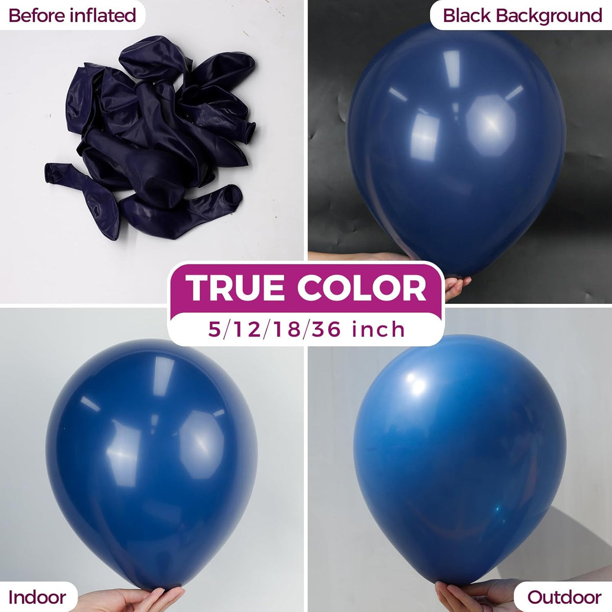 Bezente Navy Blue Giant Balloons 36 Inch - 8 Pack Jumbo Blue Large Round Dark Blue Latex Balloon