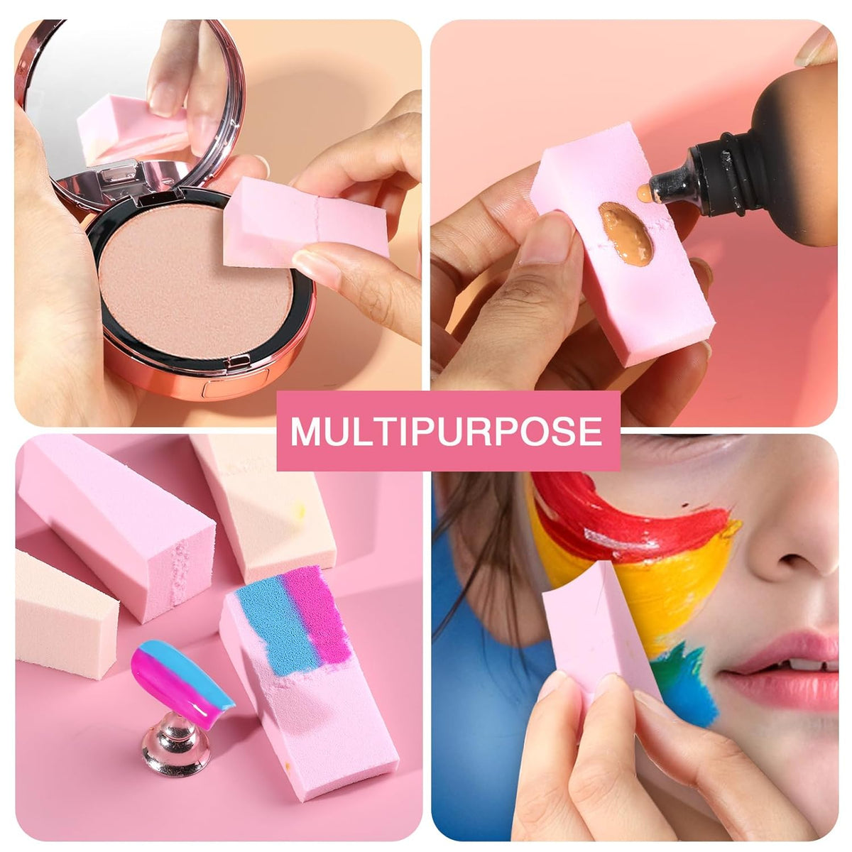 Teenitor 48 Pieces Makeup Sponge Blender For Face Curve Blending, Latex Free Small Wedge Shaped