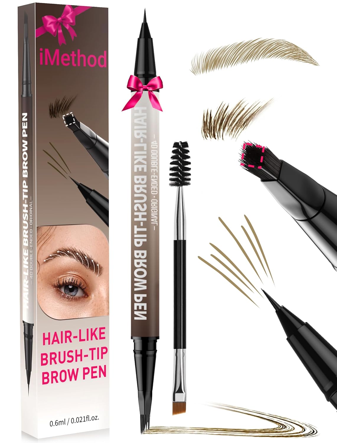 iMethod Eyebrow Pen - Eyebrow Pencil,2-in-1 Eyeliner Dual-Ended Microblading Eyebrow Pencil Long