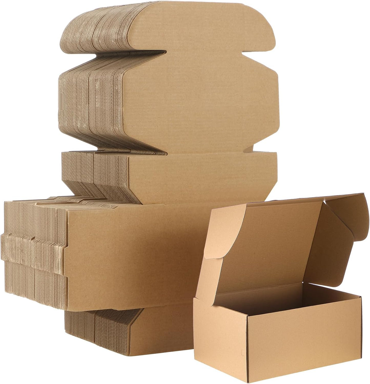 Qilery 200 Pcs Shipping Boxes Cardboard Gift Corrugated Cardboard Brown Boxes Mailer Packaging for