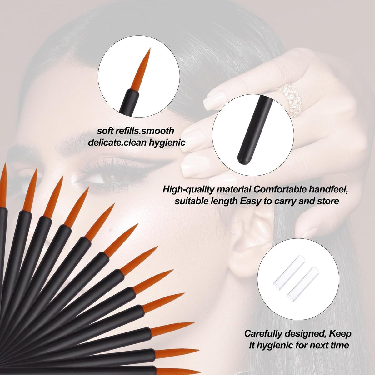 100 Pack Disposable Eyeliner Brush, Ultra-fine Point Eye Liner Applicator Cosmetic Eye Wands Makeup