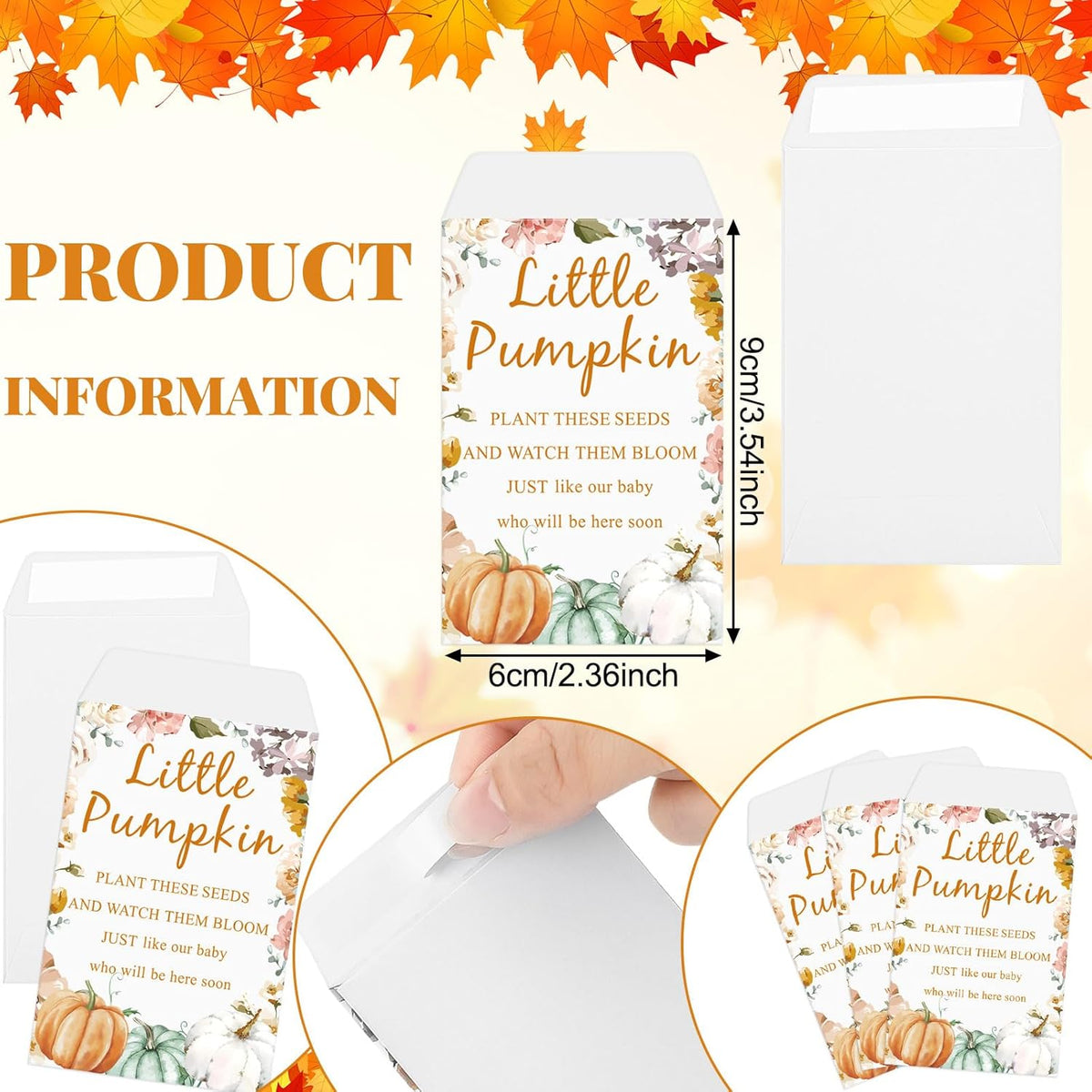 Ctosree 50 Sets Fall Baby Shower Seed Packet for Guests a Little Pumpkin is on The Way Gifts