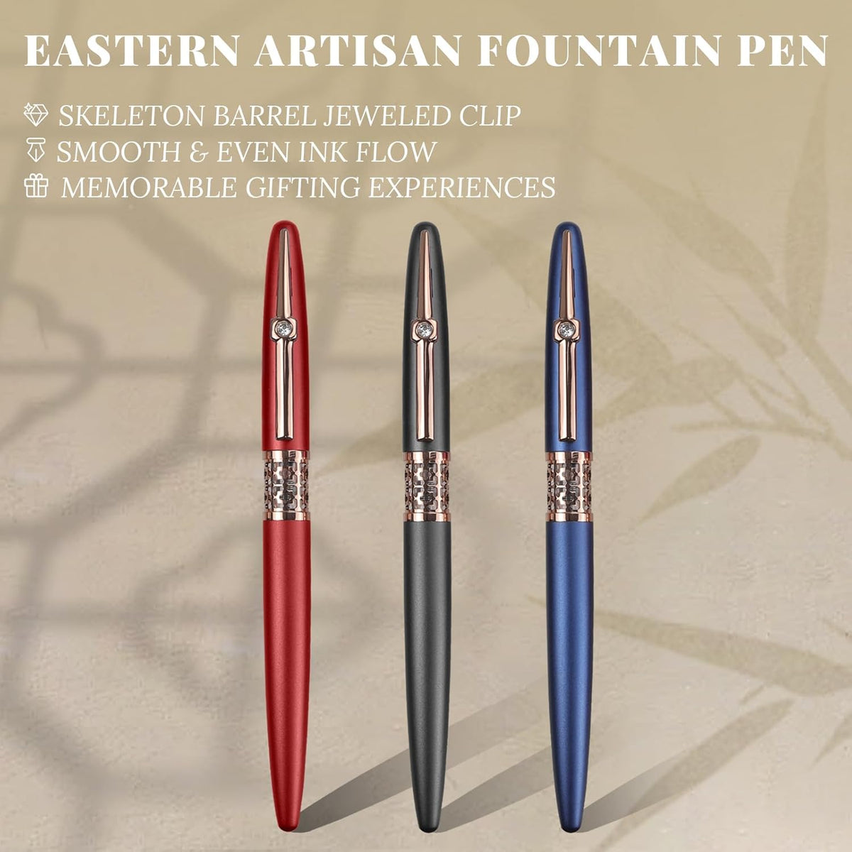YUNCHUN Refillable Fountain Pen Fine Nib, Fancy Ink Pen with 5 Black & 5 Blue Ink Refills