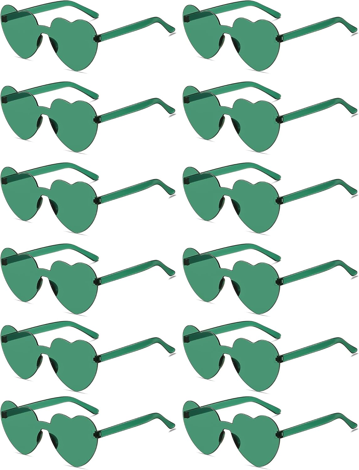 12/20/24 Pairs Heart Sunglasses for Women Men, Trendy Heart Shaped Rimless Transparent Sunglasses