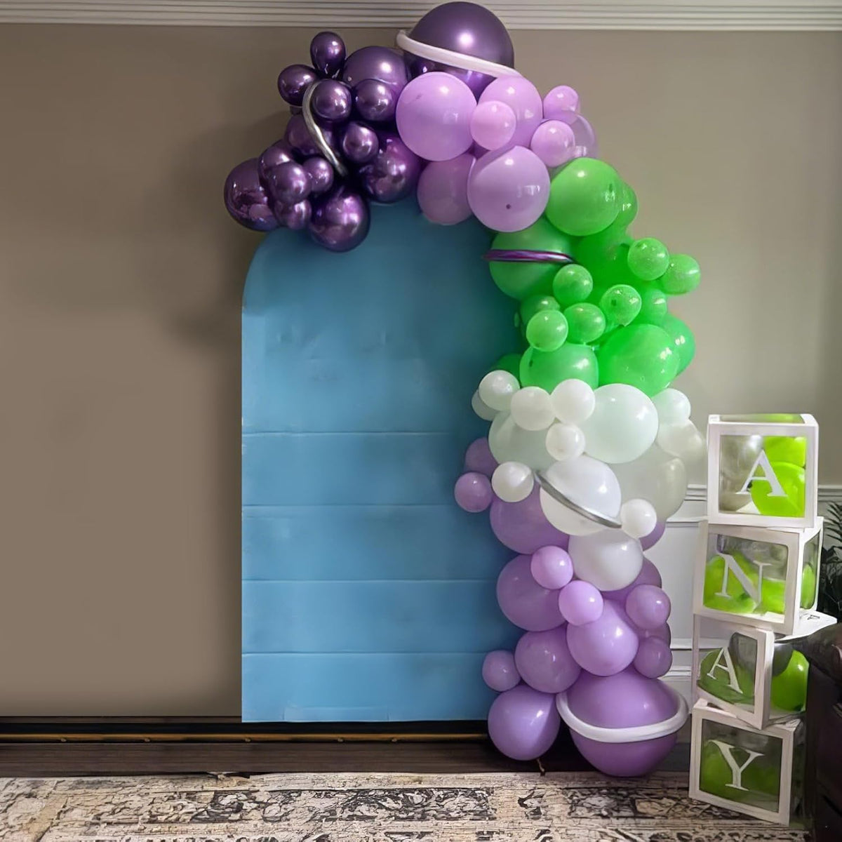 Green Purple White Balloons, 50pcs Green Purple Silver Balloons, Silver White Purple Balloon for
