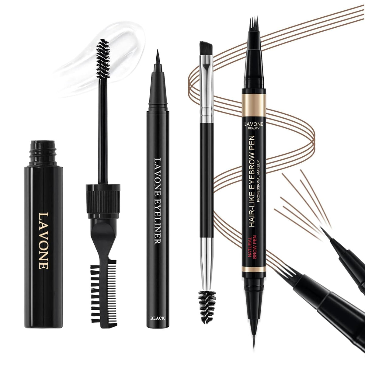 Eyebrow Pen Kit, with Microblading Eyebrow Pen, Eyebrow Gel, Eyeliner, Eyebrow Brush, Eyebrow