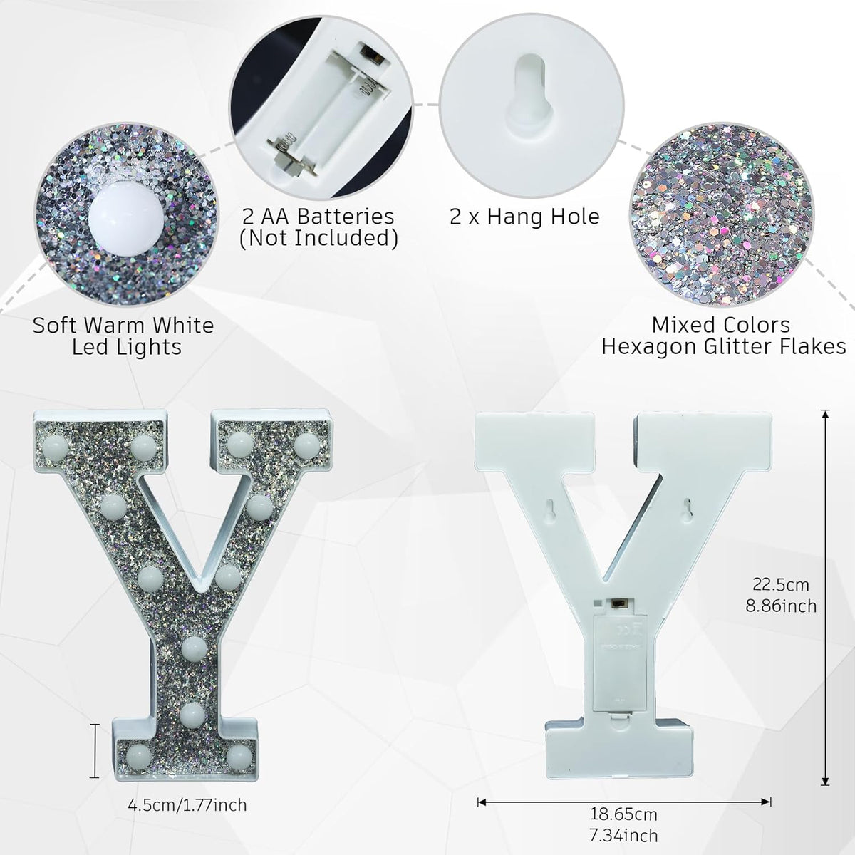 NW LIGHT Marquee Light Letters for Table Decorations, Glitter Light Up Signs for Prom, Events, or