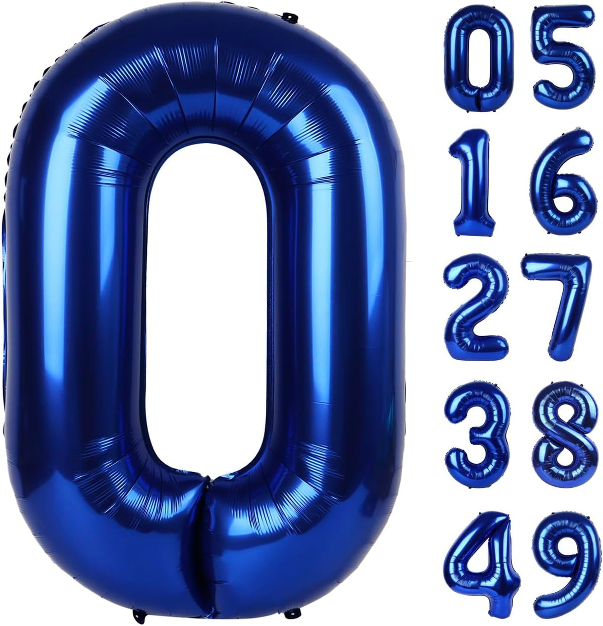 Night Blue Helium Number Balloon 40 Inch, Giant Foil Night Blue Number 0 Birthday Balloons, Large