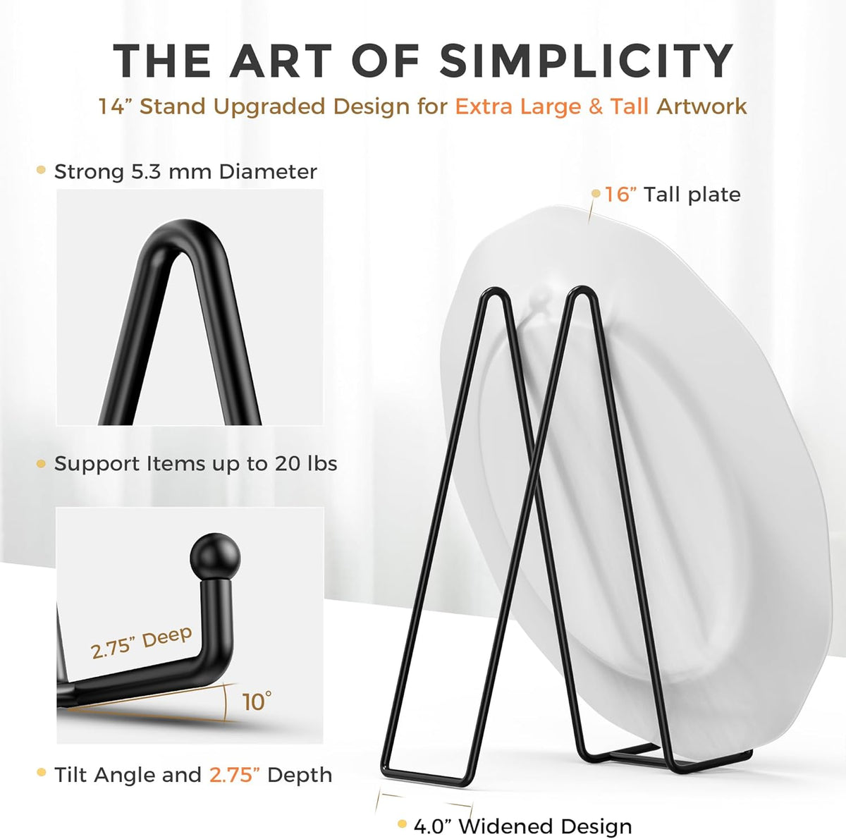 TR-LIFE 14 Inch Heavy Duty Plate Stand (2 Pack) - Metal Display Easel for Large Plates, Platters