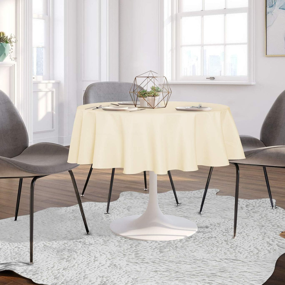 sancua Round Tablecloth - 48 Inch - Water Resistant Spill Proof Washable Polyester Table Cloth