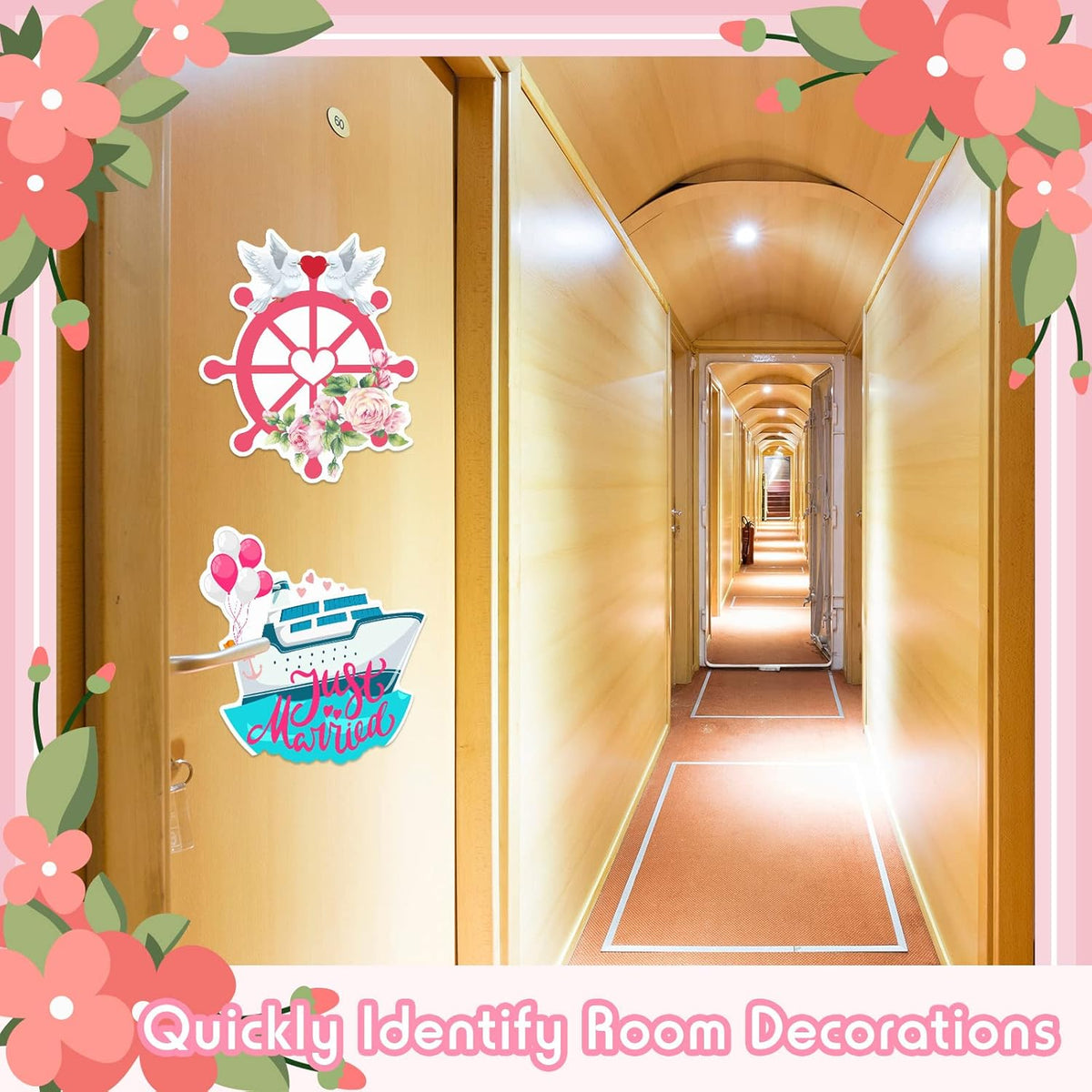 Xuhal 4 Pcs Just Married Cruise Door Decorations Wedding Honeymoon Cruise Door Magnets Just Married