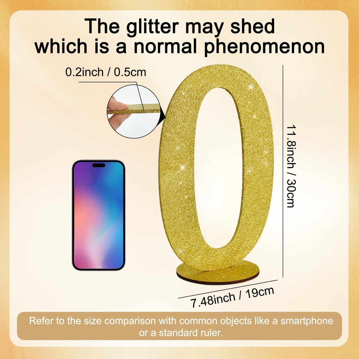TONIFUL 11.8 Inch Gold Glitter Numbers Table Centerpieces 0-9 Birthday Party Decorations,Shining