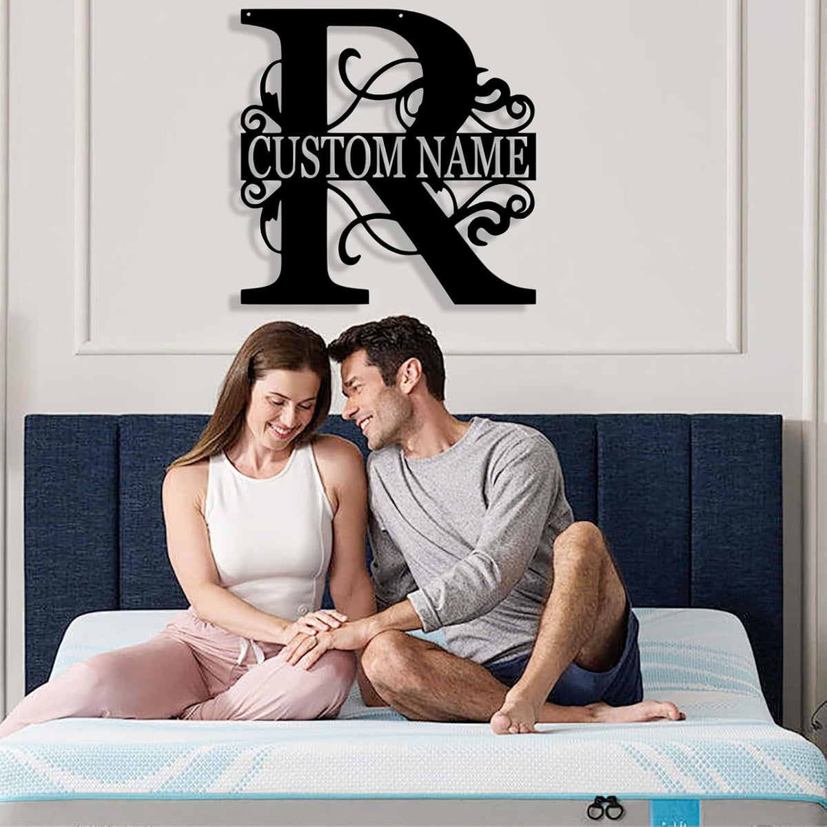 Custom Metal Name Sign, Personalized Family Last Name Signs for Home, Split Letter Monogram Wall