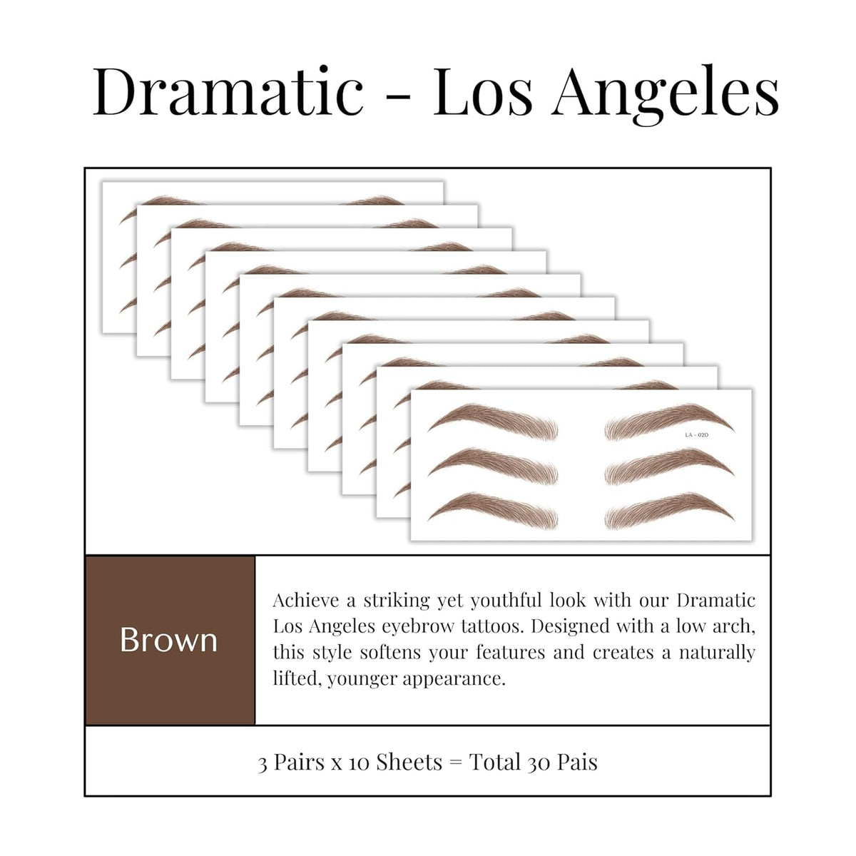 Bliss and Beyond USA Eyebrow Tattoo Stickers Waterproof – 30-Pair Deluxe Box | Realistic Hair-Like