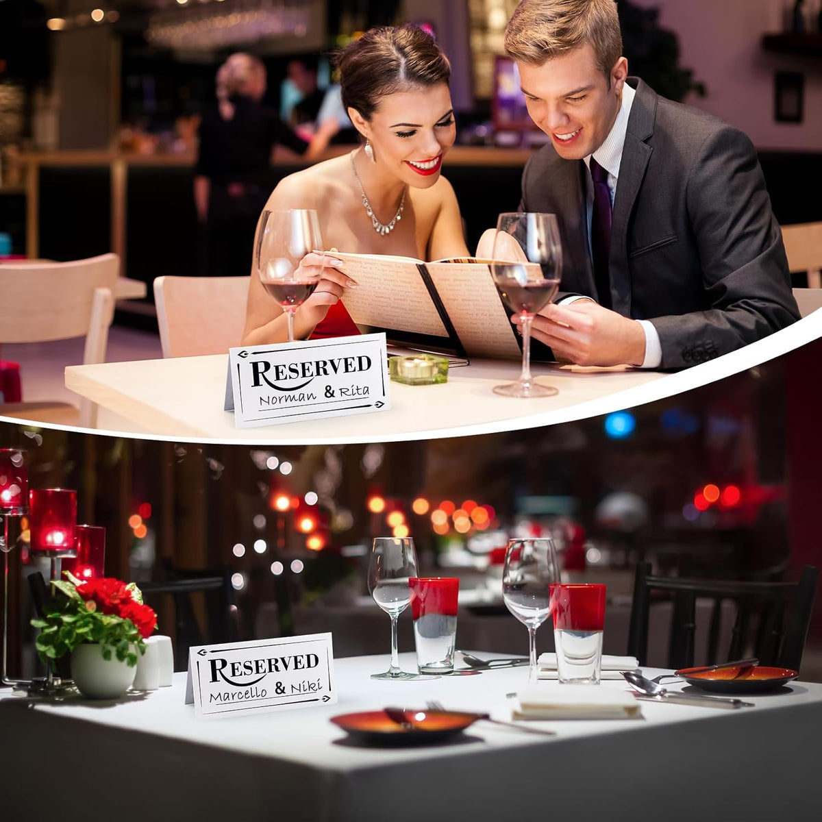 300 Pcs Paper Table Reserved Sign with Name Line Reserved Seating Signs Bulk Double Sided Signs for
