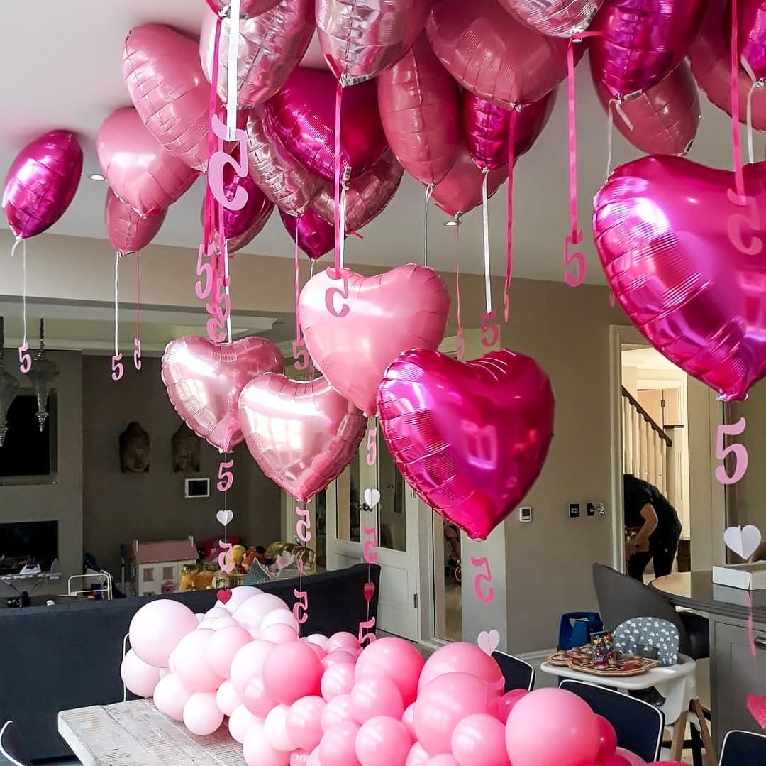 Pink Heart Shaped balloons Pack of 12,18 Inch Love Valentine Balloons Heart Romantic Balloons For