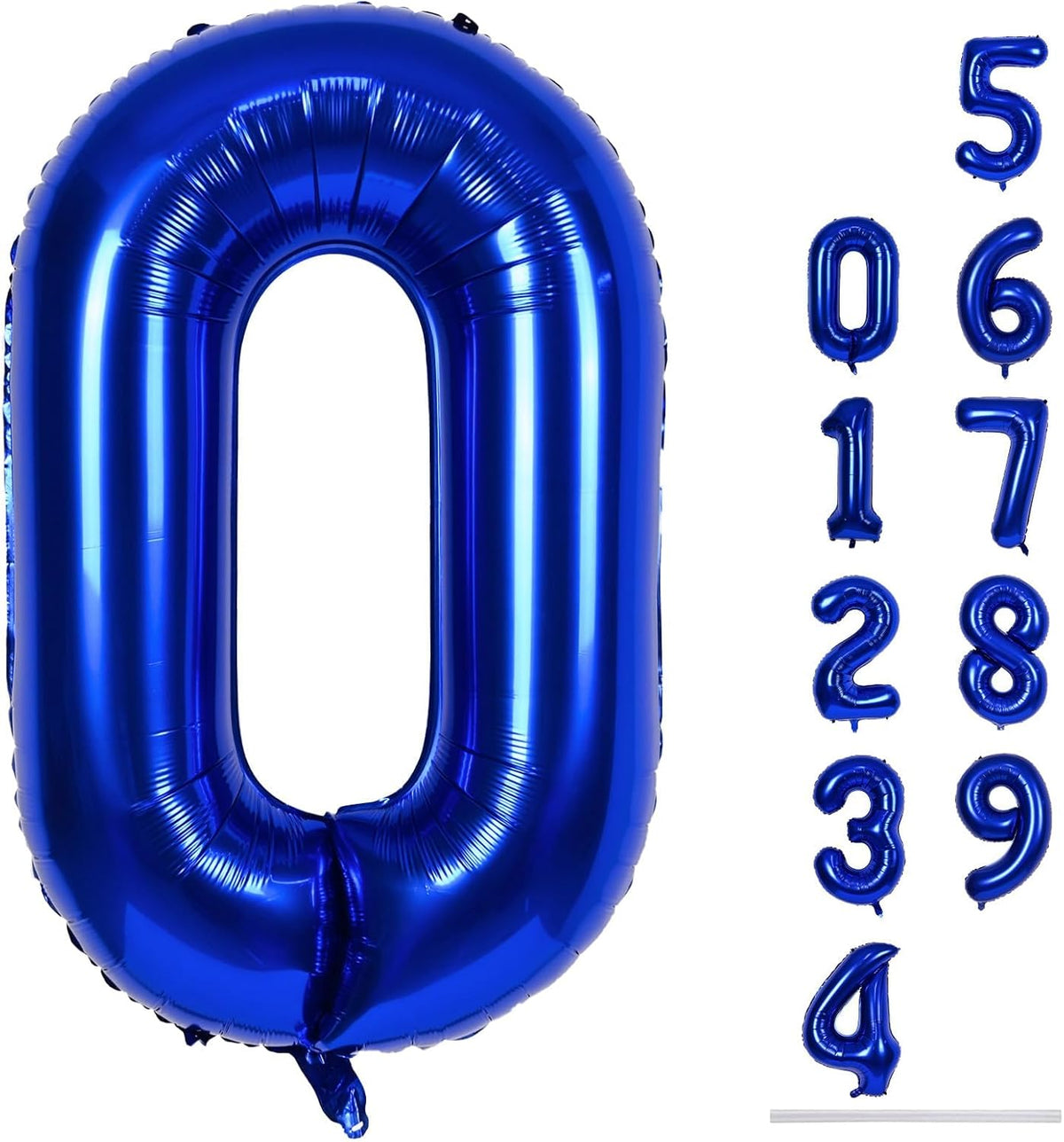 40 Inch Balloon Number 0 Navy Blue, Large Foil Dark Blue Number Balloons Set 0-9, Royal Blue