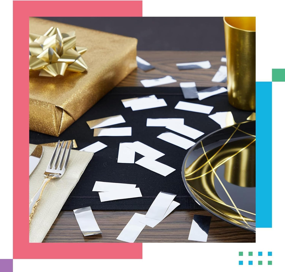 Shiny Metallic Confetti, Blue Color - Fluttering Foil Paper Strips for Confeti Cannon and Launcher