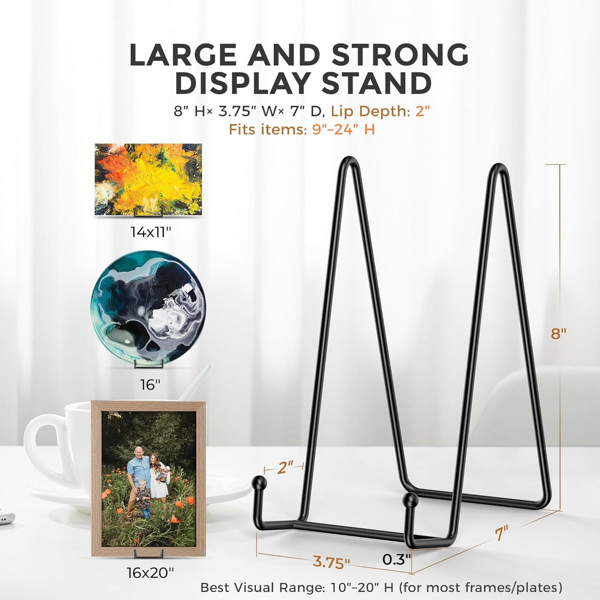 TR-LIFE Plate Stands/Holder for Display, 8 Inch, Large, Metal Frame for Picture, Decorative