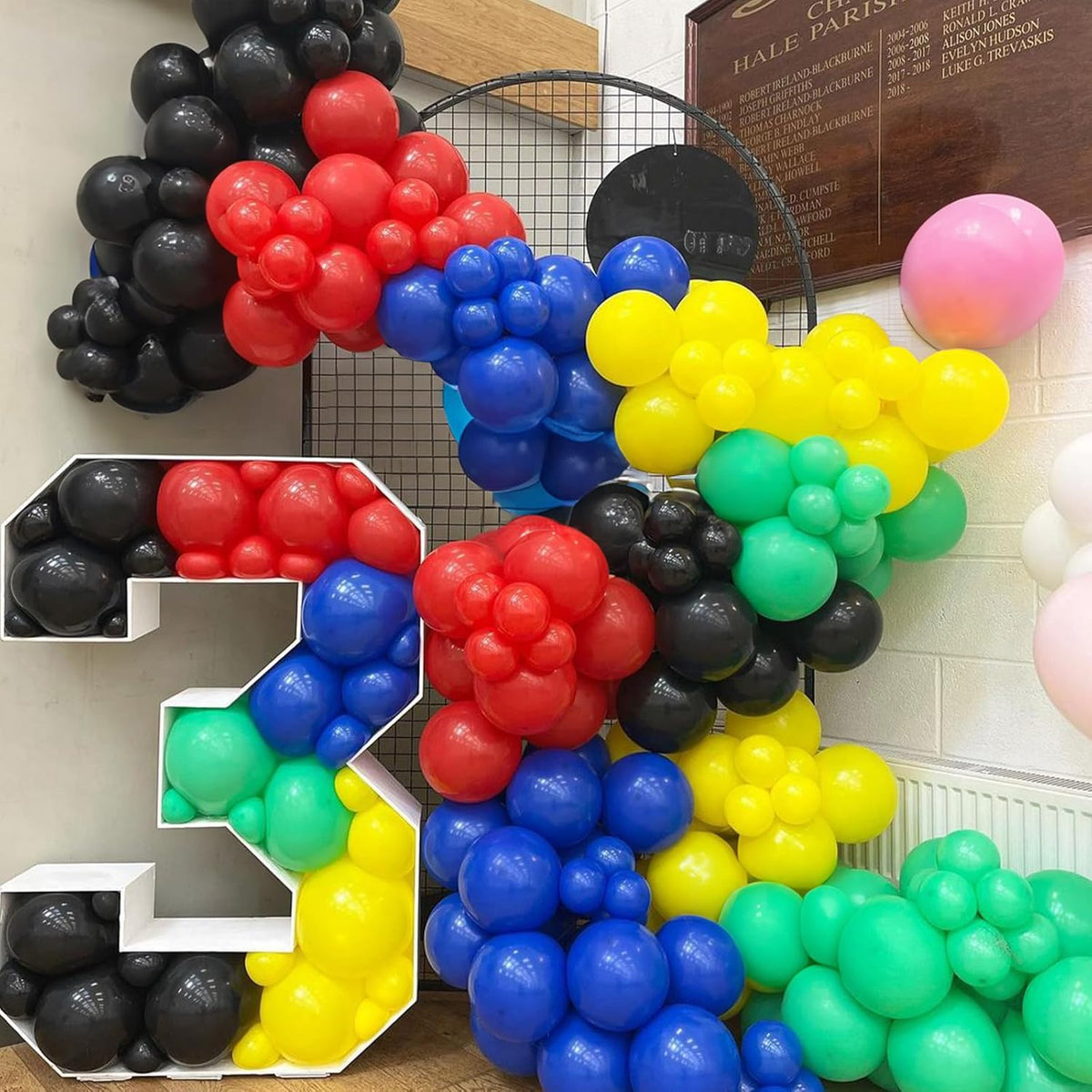 60 Pack Balloons Red Yellow Green Blue Black Party Balloons with Metallic Silver Helium Balloon