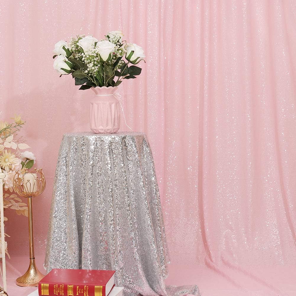 Eternal Beauty Pink Sequin Backdrop, 6x8 Ft Glitter Background Curtains for Shimmer Photography