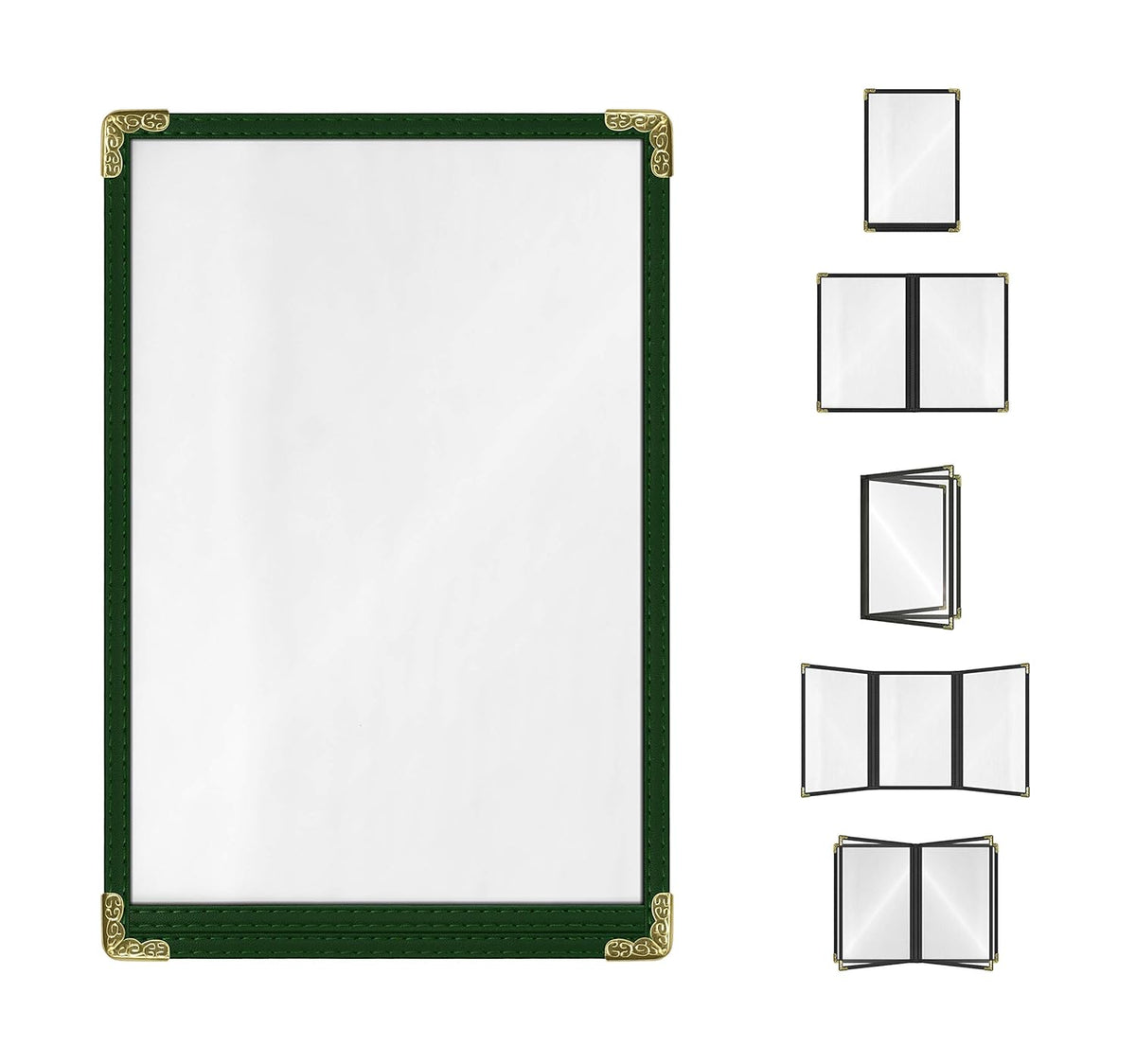 Goodsmart Restaurant Menu Covers – 25 Pack Green 2-View, Top-Loading Menu Holders, Vinyl & Plastic