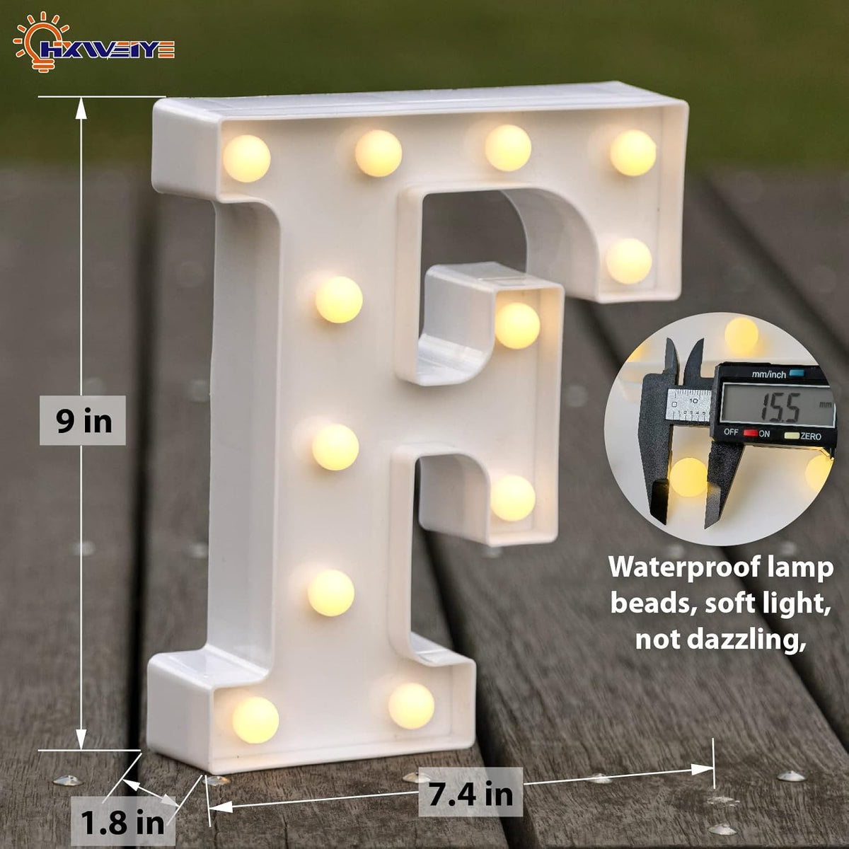 HXWEIYE LED Marquee Letters Lights Sign F, 26 Alphabet Light Up Letter and Number 0-9 Number Warm