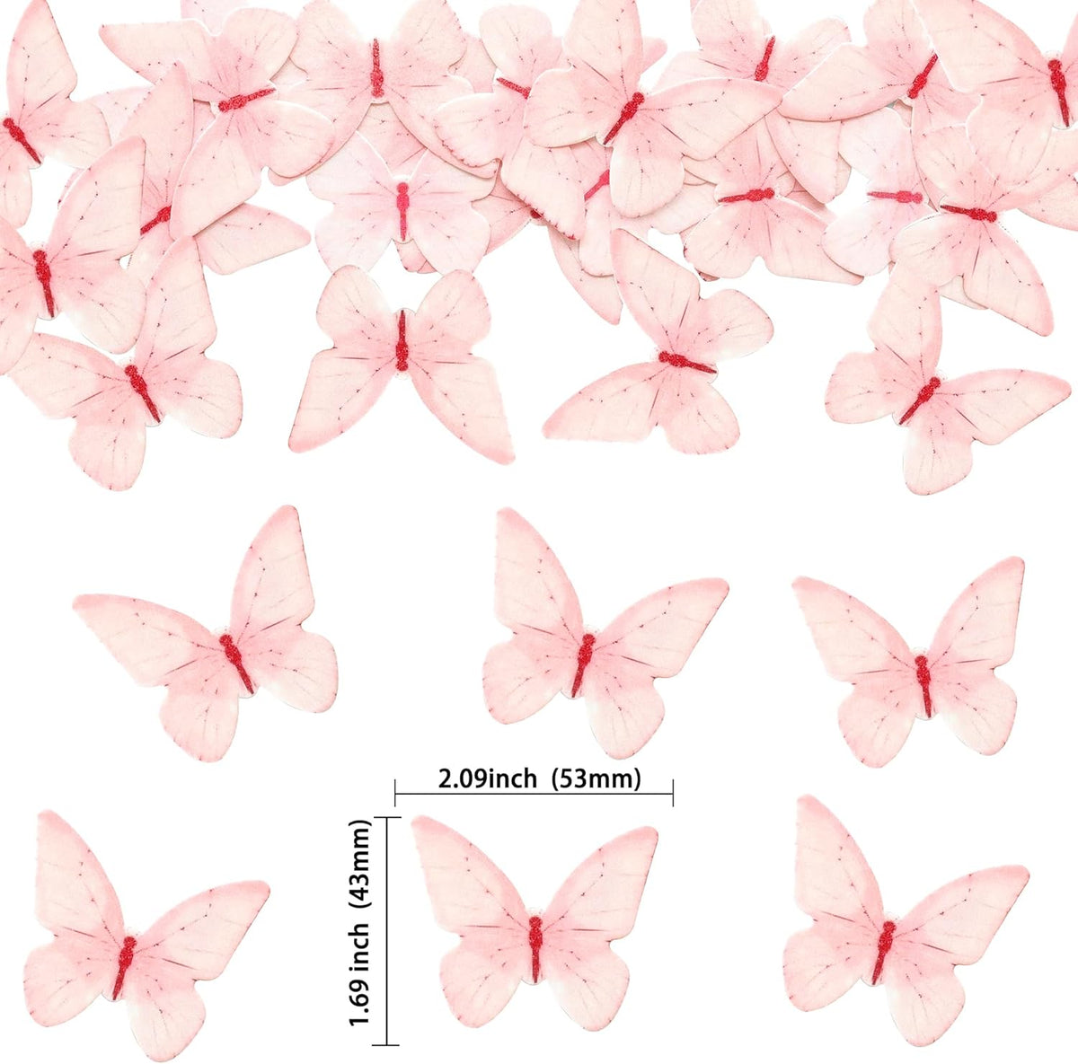 Ephlyn 48Pcs Edible Butterfly Cupcake Toppers Butterfly Cupcake Picks Edible Spring Cupcake