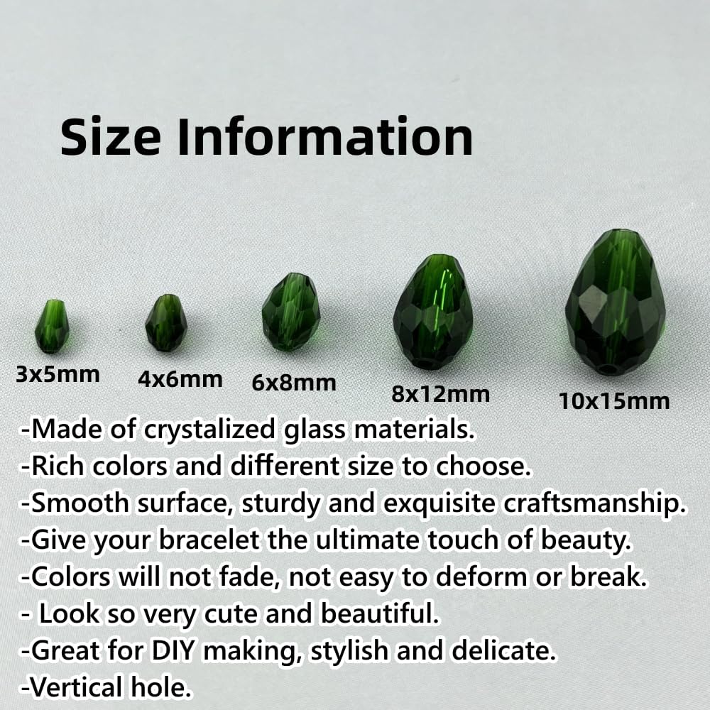 150pcs 4x6mm Teardrop Crystal Glass Beads for Jewelry Making, Faceted Vertical Hole Teardrop Glass