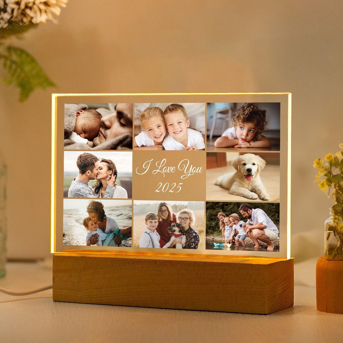 Custom Picture Frames with Photo, Customized Photo Frame with Night Light, Personalized Picture