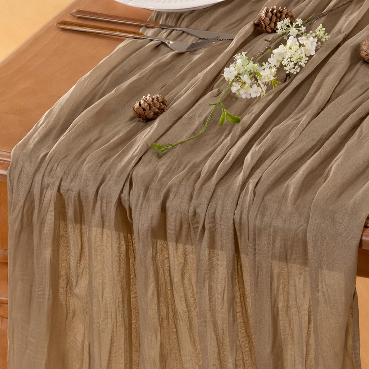 Nude Table Runner Cheesecloth Table Runner 10FT Farmhouse Table Runners 120 Inches Fall Table Decor