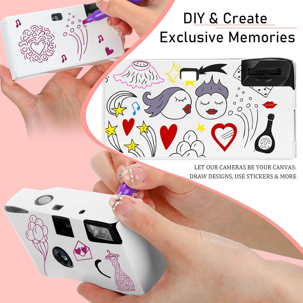 Kanayu 14 Packs DIY Disposable Cameras Bulk, White Single Use Camera with 35mm Iso 400 Film Bright