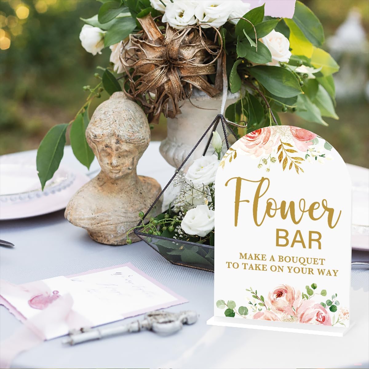 Acrylic Wedding Signs, Flower Bar Desk Decor, Flower Bar Signs for Ceremony, Modern Calligraphy