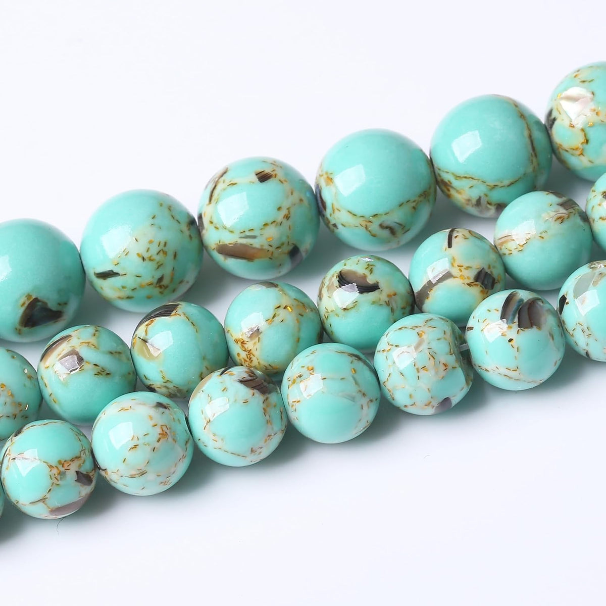 Gold Wire Turquoisee Stone Beads Gemstone Round Crystal Energy Jade Beads Stone Beads for Jewelry