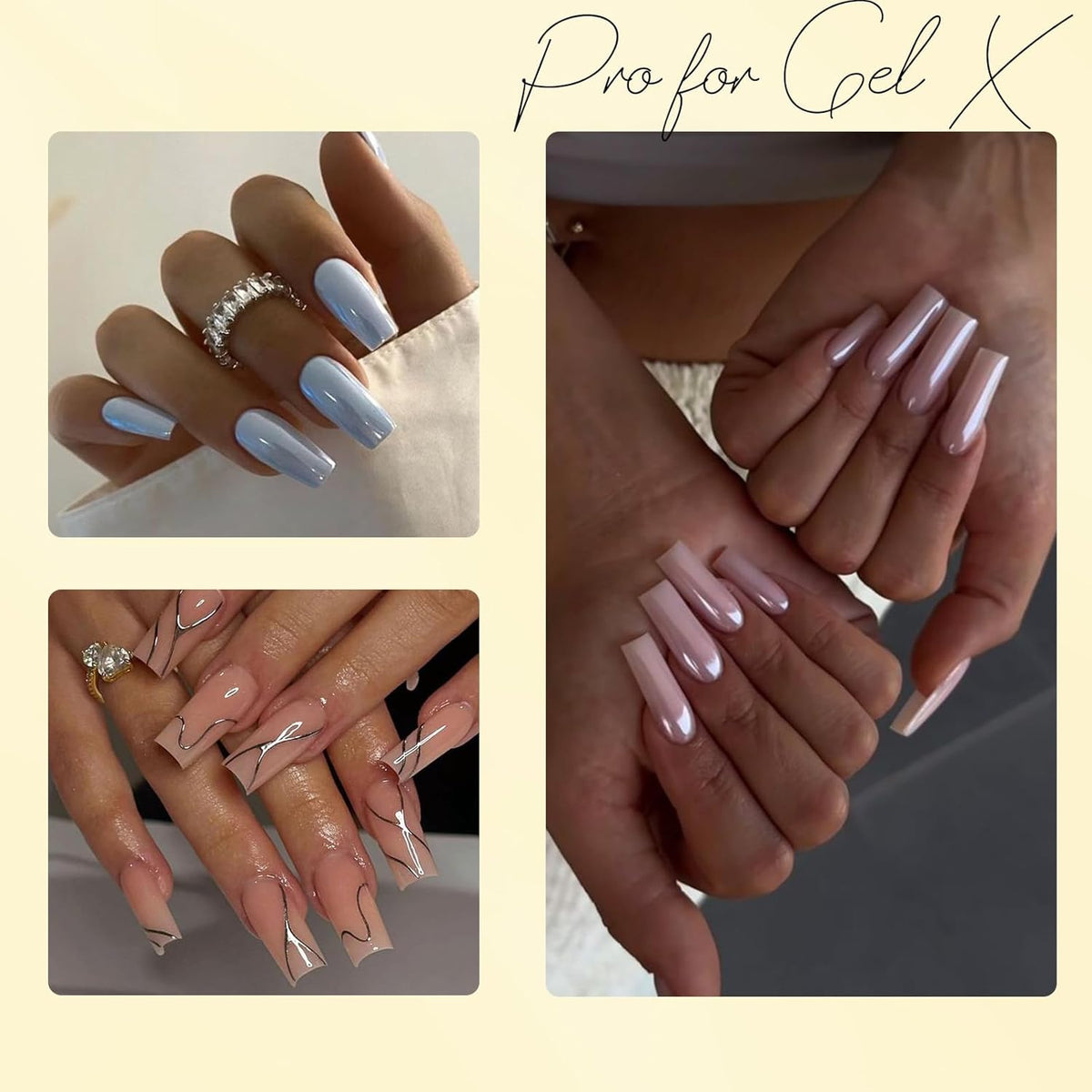 SAVILAND Gel Nail X Kit: 500 Pcs Square Nail Tips Gels Nail Kit with Drill, 0.5 Oz 4-in-1 U V Nail