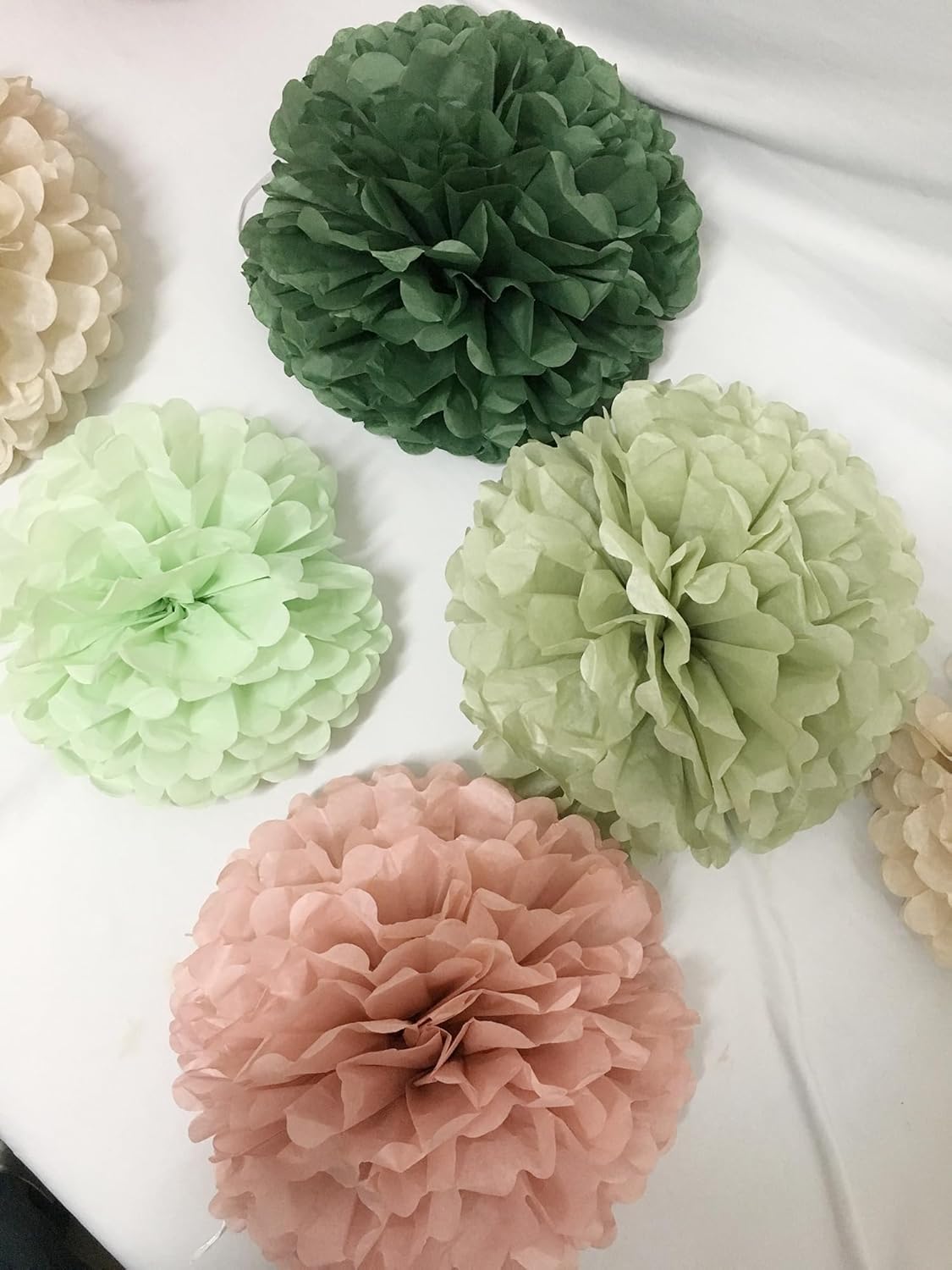 Tissue Paper Pom Poms Kit Paper Flowers 12pieces for Gender Baby Shower Wedding Bridal Bachelorette