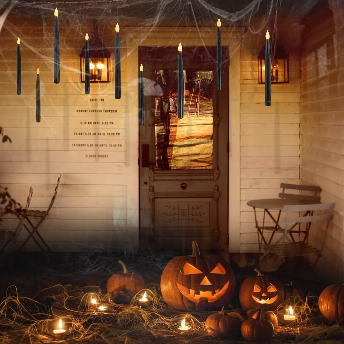 Leejec 10 Pcs of 10.8" Floating Candles, Magic Wand Remote with 6/18H Timer, Halloween Decorations