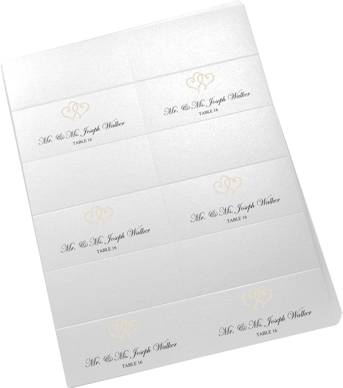 Linked Hearts Printable Place Cards, Ivory (Choose Color), Set of 60 (10 Sheets), Laser & Inkjet
