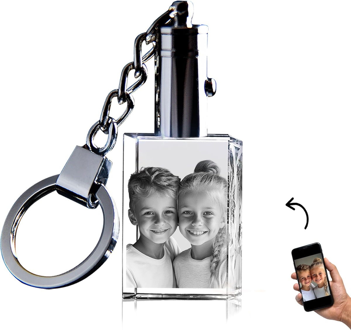 3D innovation Personalized Crystal Keychain Photo with LED Light Custom Laser Etched Key Chain